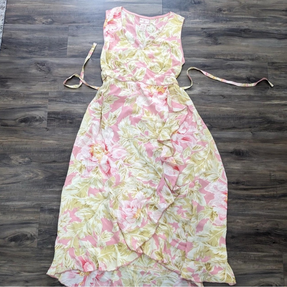 Floral Pink and Cream Maxi Dress